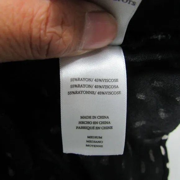 Rails Women's Size Medium Anya High Waist Ivory Dots Black Midi Swing Skirt
