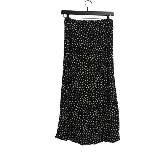 Rails Women's Size Medium Anya High Waist Ivory Dots Black Midi Swing Skirt