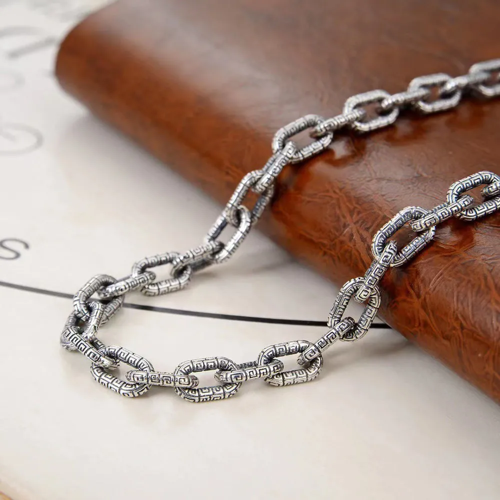 Real Solid 925 Sterling Silver Necklace Oval Link Chain Religions Fashion Punk Jewelry 20"-30"