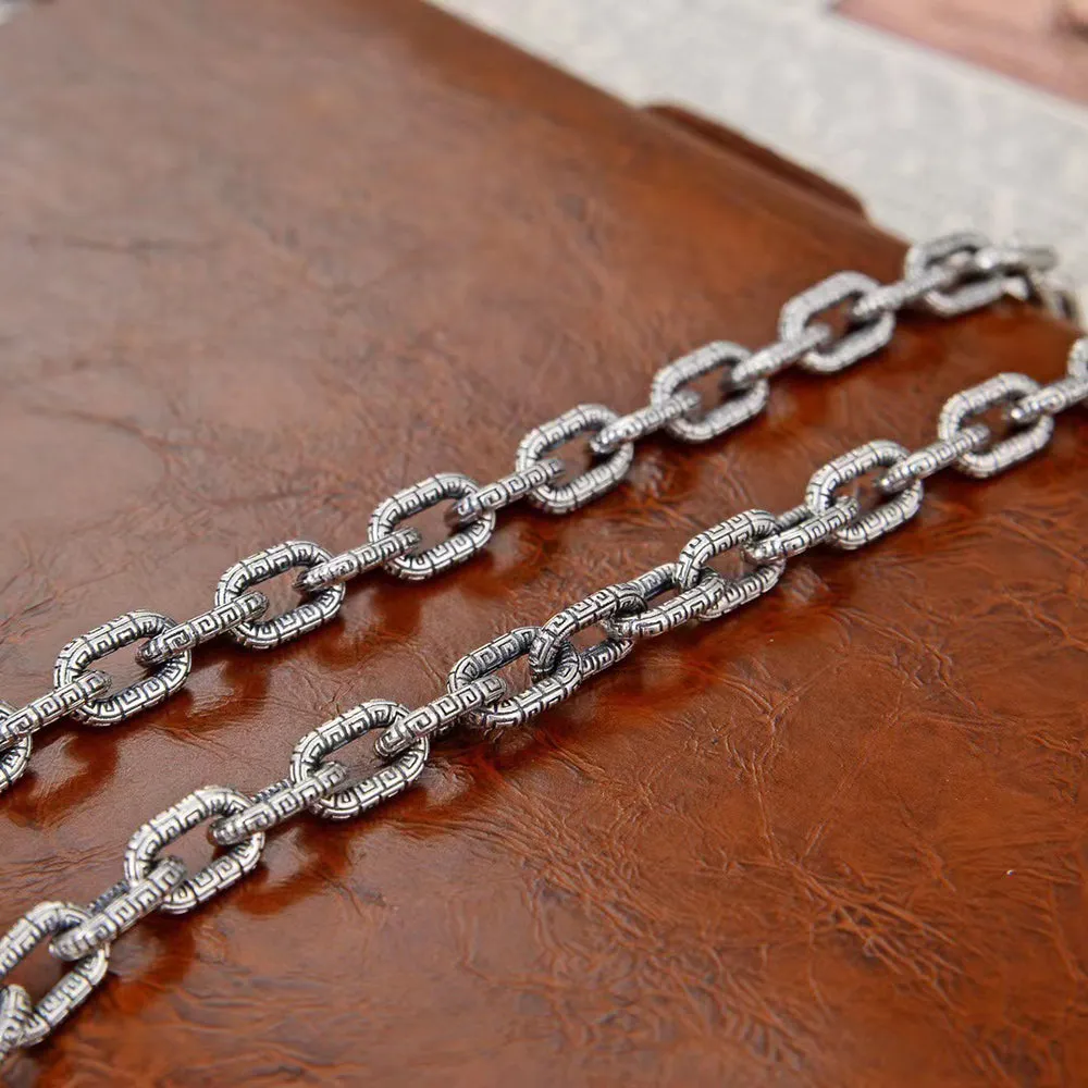 Real Solid 925 Sterling Silver Necklace Oval Link Chain Religions Fashion Punk Jewelry 20"-30"