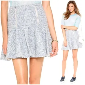 Rebecca Taylor Skirt Women 4 Gray Shark Tweed Pleated A Line Mini NWT Preppy