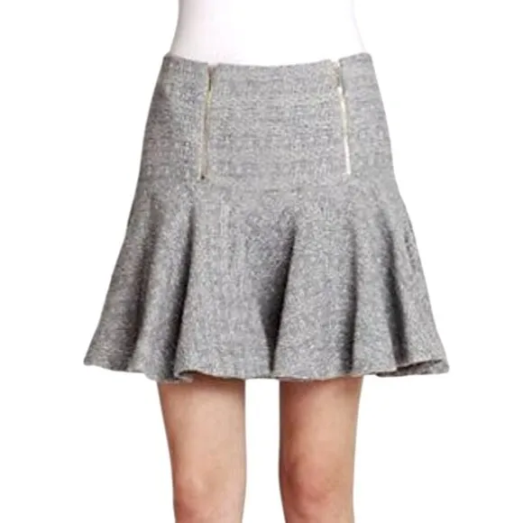 Rebecca Taylor Skirt Women 4 Gray Shark Tweed Pleated A Line Mini NWT Preppy
