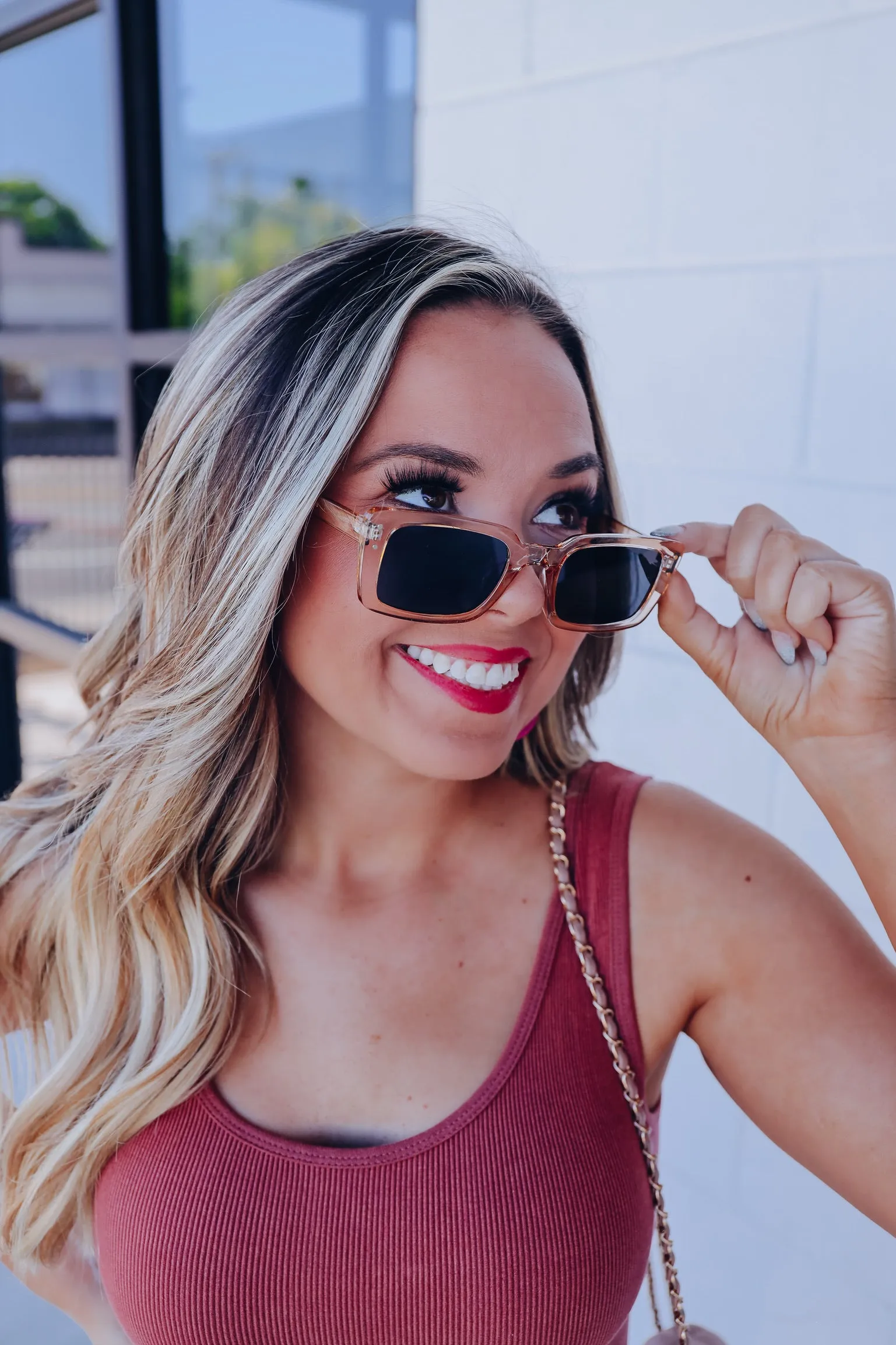 Rectangle Retro Fashion Sunglasses - Honey