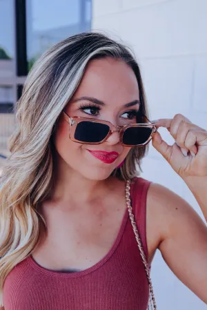 Rectangle Retro Fashion Sunglasses - Honey
