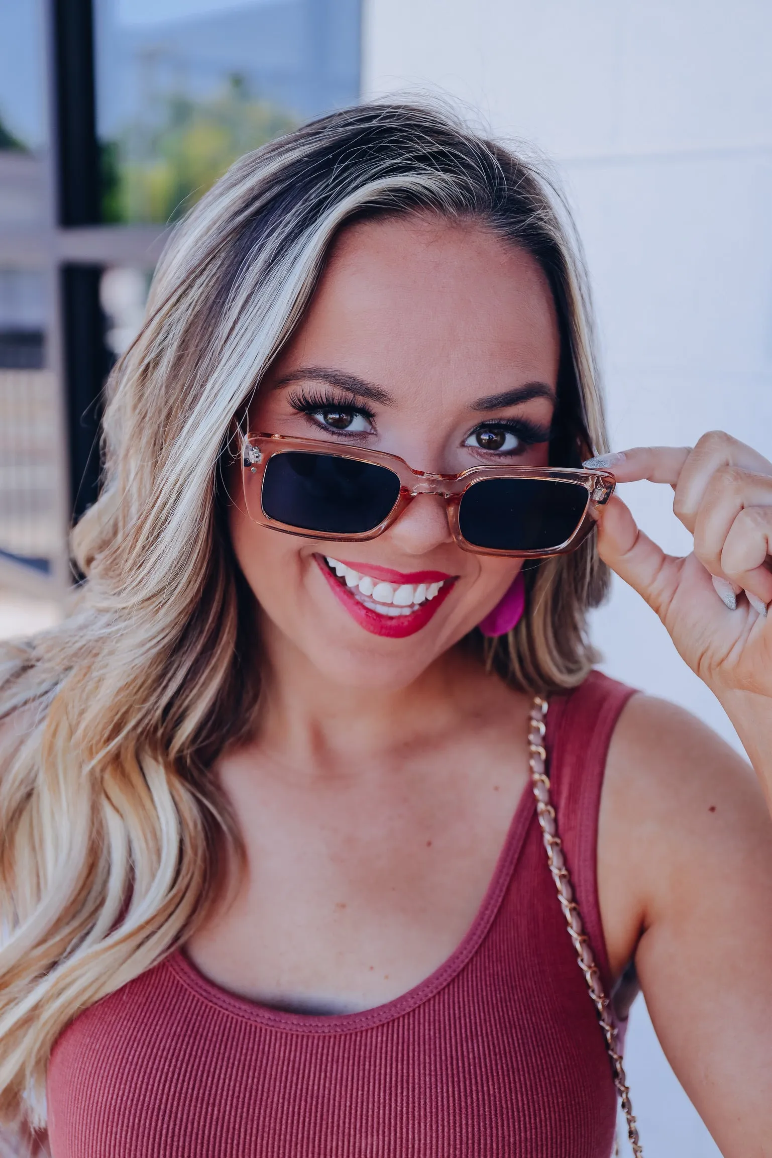 Rectangle Retro Fashion Sunglasses - Honey