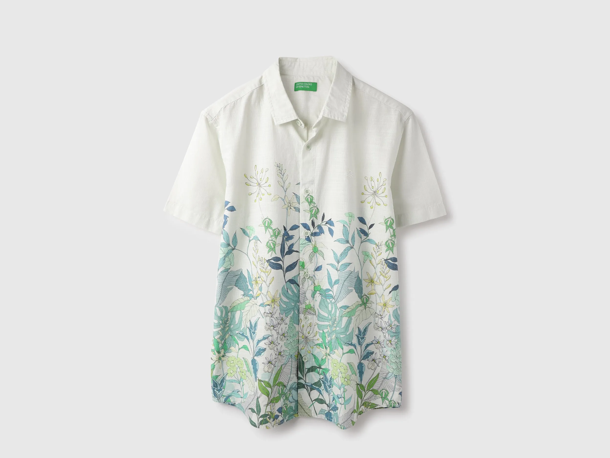 Relaxed Fit Spread Collar Botanical Print Shirt