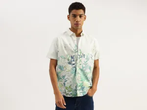 Relaxed Fit Spread Collar Botanical Print Shirt