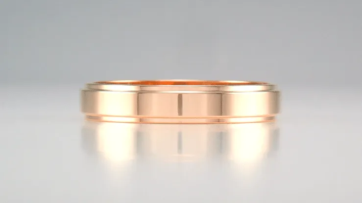 Retro 1950's Rose Gold 4mm Wide Flat Groove Edge Wedding Band