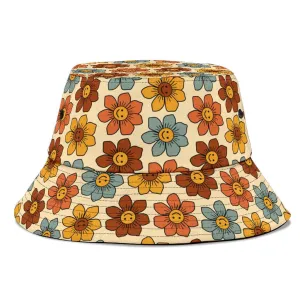 Retro 1970s Smiling Flowers Unisex Bucket Hat