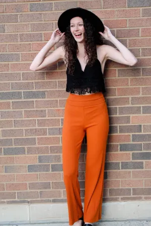 Retro Active Palazzo Pants - Rust