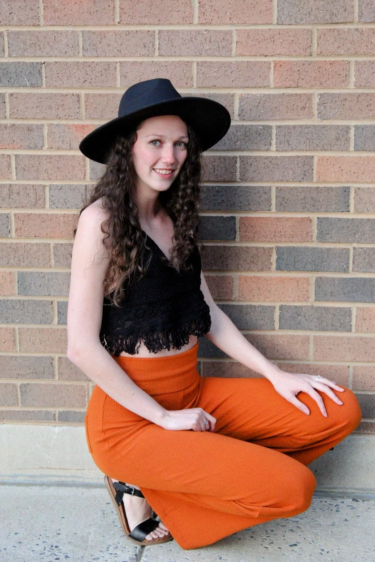 Retro Active Palazzo Pants - Rust