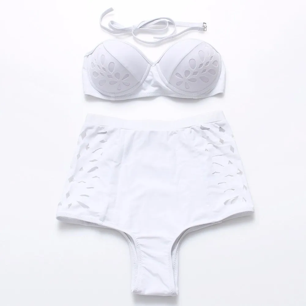retro black swimsuit underwire push up high waist bikini set sexy women swimwear high waist bathing suits biquni