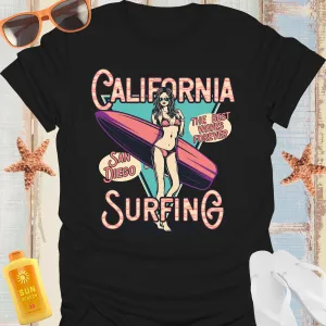 Retro California Surfing Tshirt For Women San Diego