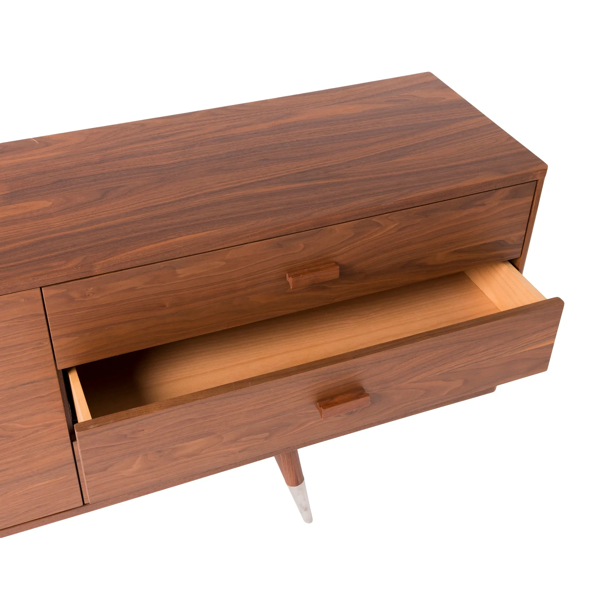 Retro Chic Walnut-Veneer Sideboard with Ample Storage
