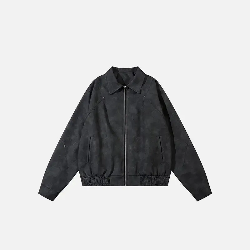 Retro Chic Washed Leather Jacket for Y2K Fashion Enthusiasts