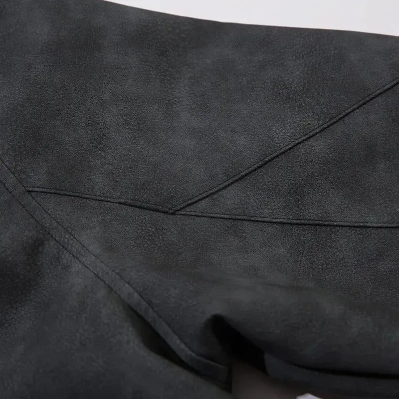 Retro Chic Washed Leather Jacket for Y2K Fashion Enthusiasts
