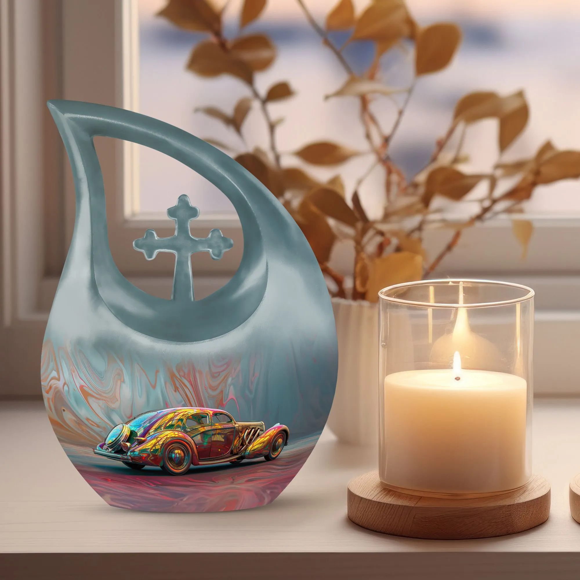Retro Chrome Biodegradable Keepsake Ultimate Memorial Urn