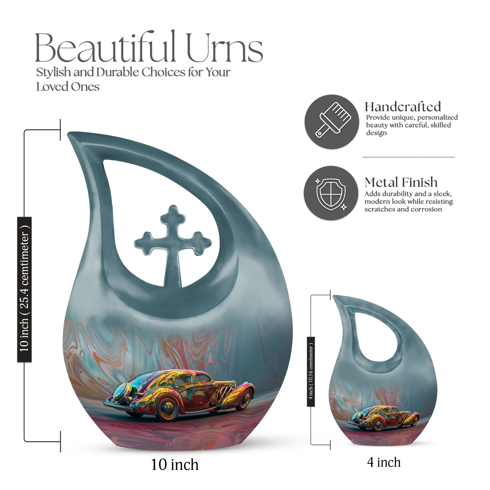 Retro Chrome Biodegradable Keepsake Ultimate Memorial Urn
