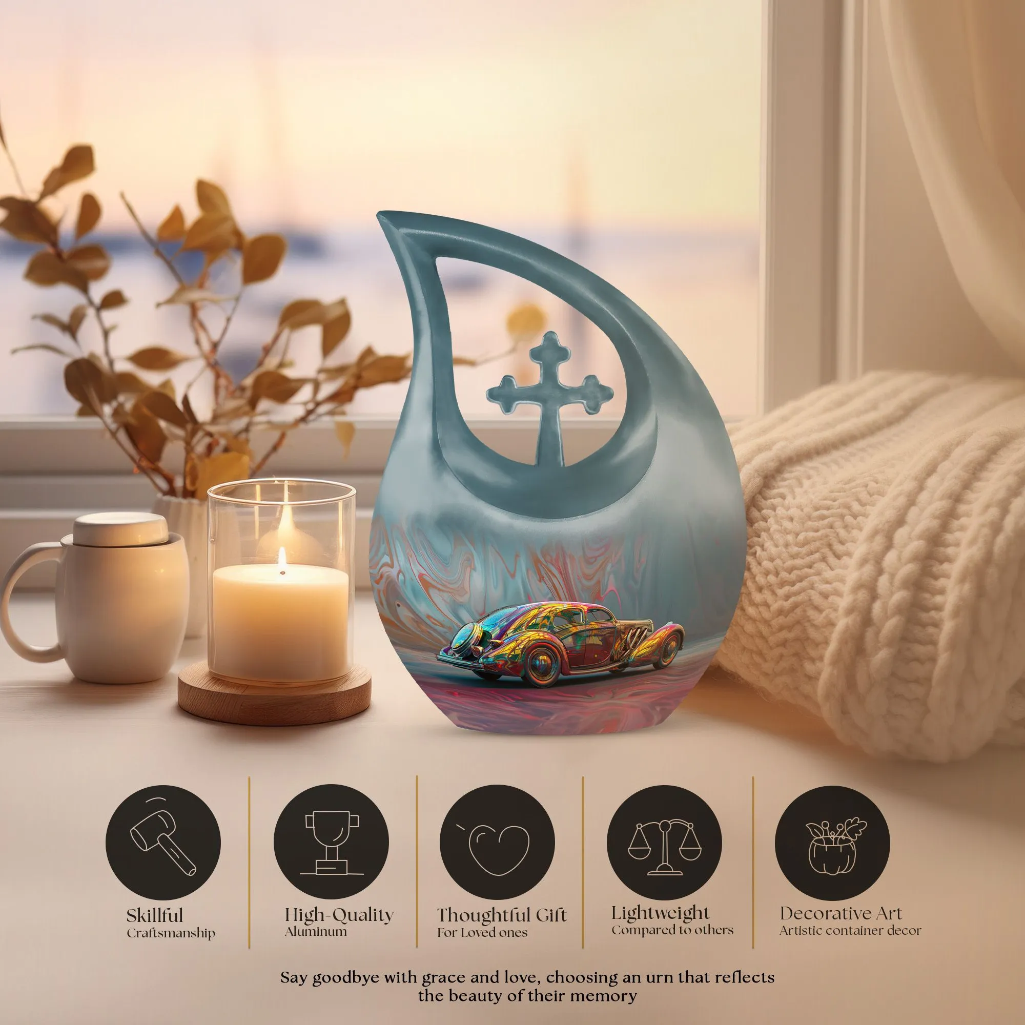 Retro Chrome Biodegradable Keepsake Ultimate Memorial Urn
