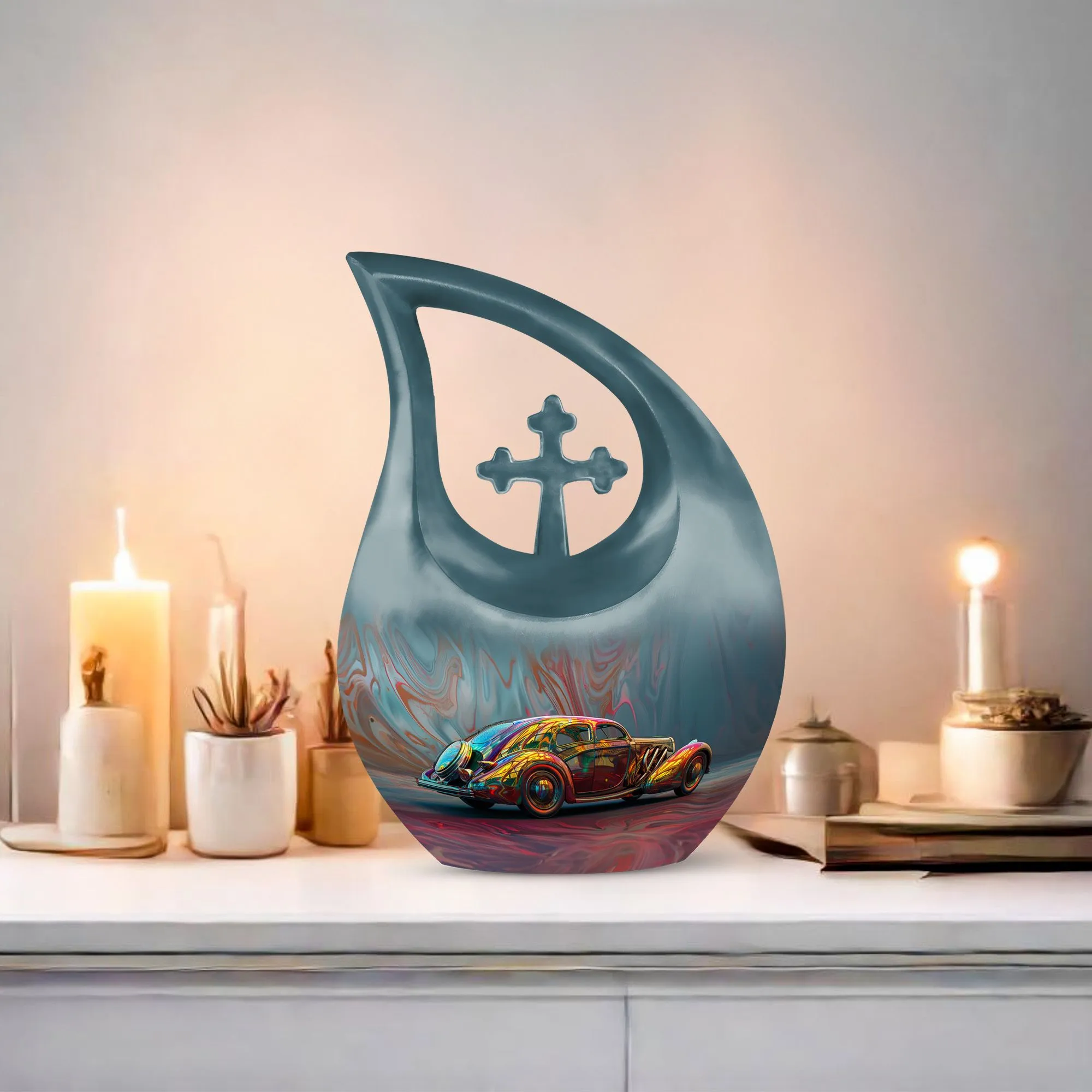 Retro Chrome Biodegradable Keepsake Ultimate Memorial Urn