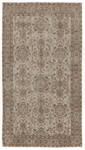 Retro Design Beige Over Dyed Vintage Rug 3'8'' x 6'8'' ft 112 x 204 cm