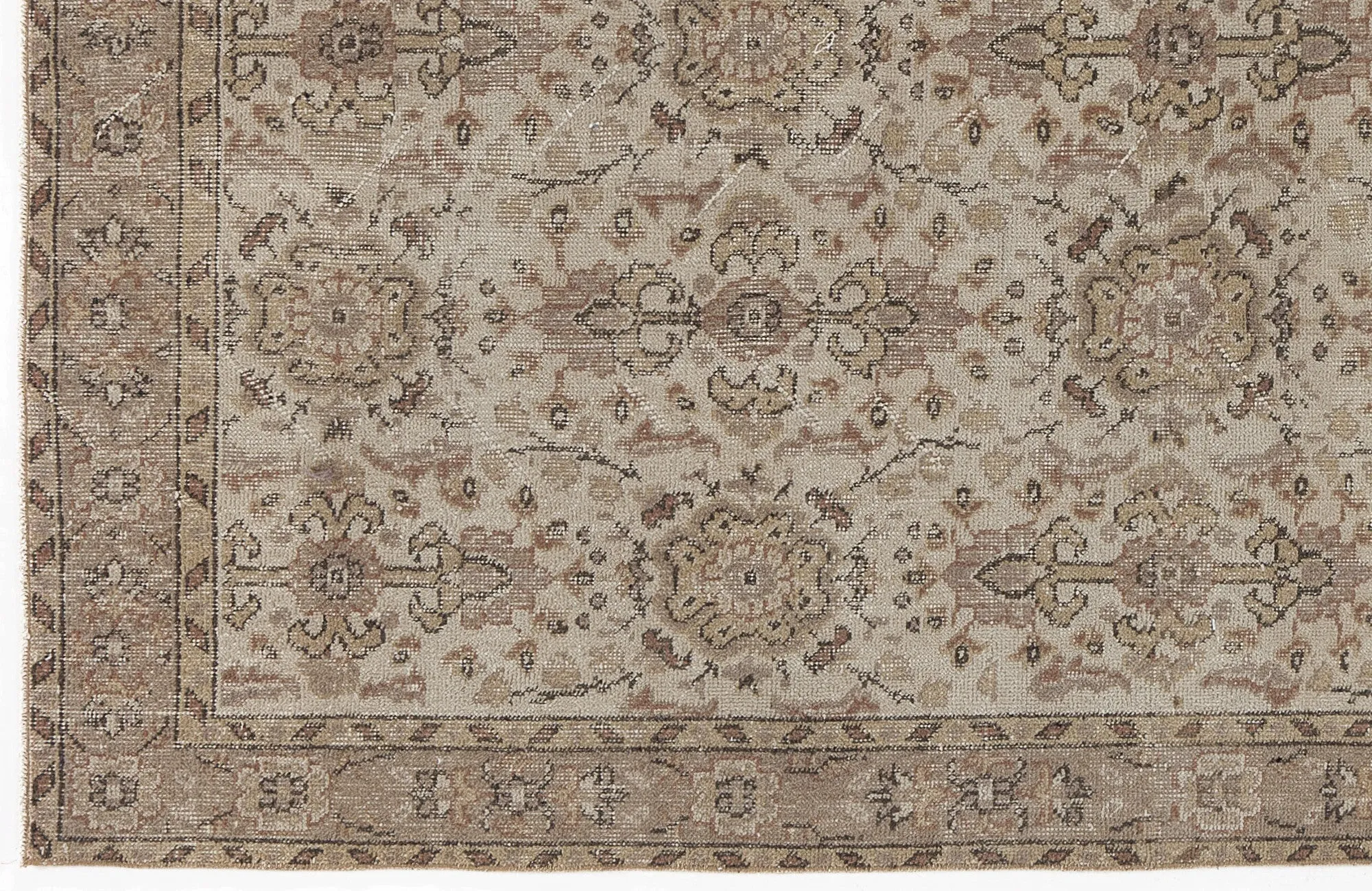 Retro Design Beige Over Dyed Vintage Rug 3'8'' x 6'8'' ft 112 x 204 cm