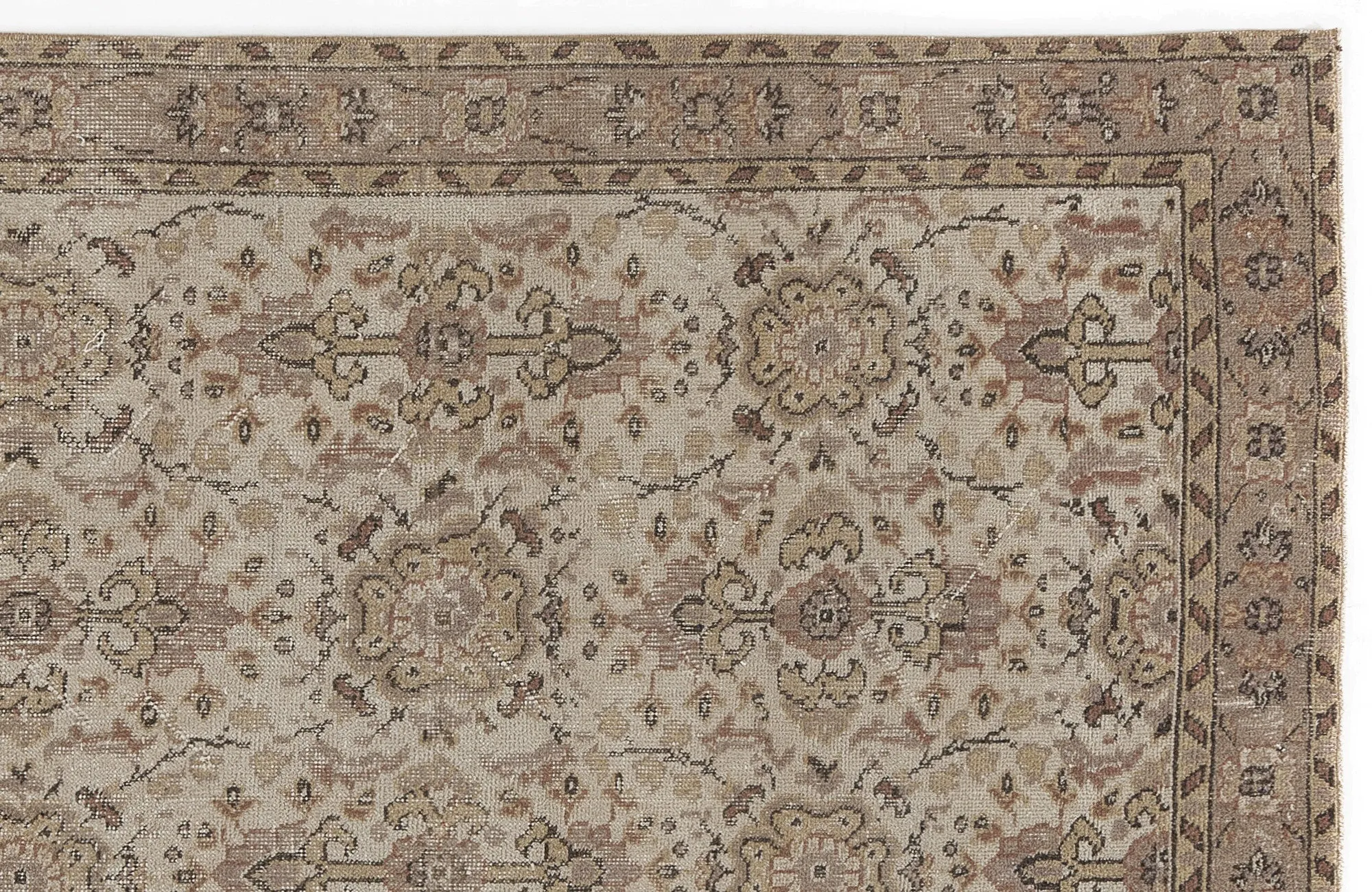 Retro Design Beige Over Dyed Vintage Rug 3'8'' x 6'8'' ft 112 x 204 cm