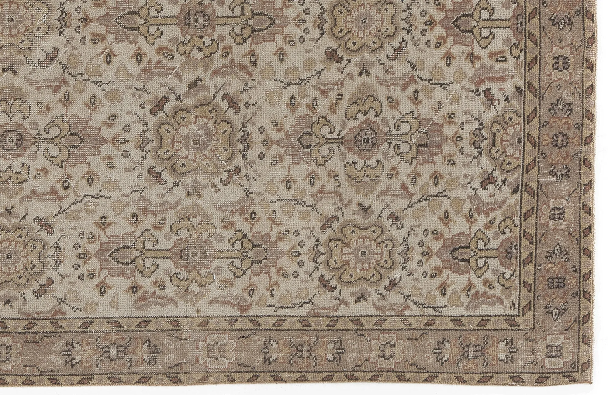 Retro Design Beige Over Dyed Vintage Rug 3'8'' x 6'8'' ft 112 x 204 cm