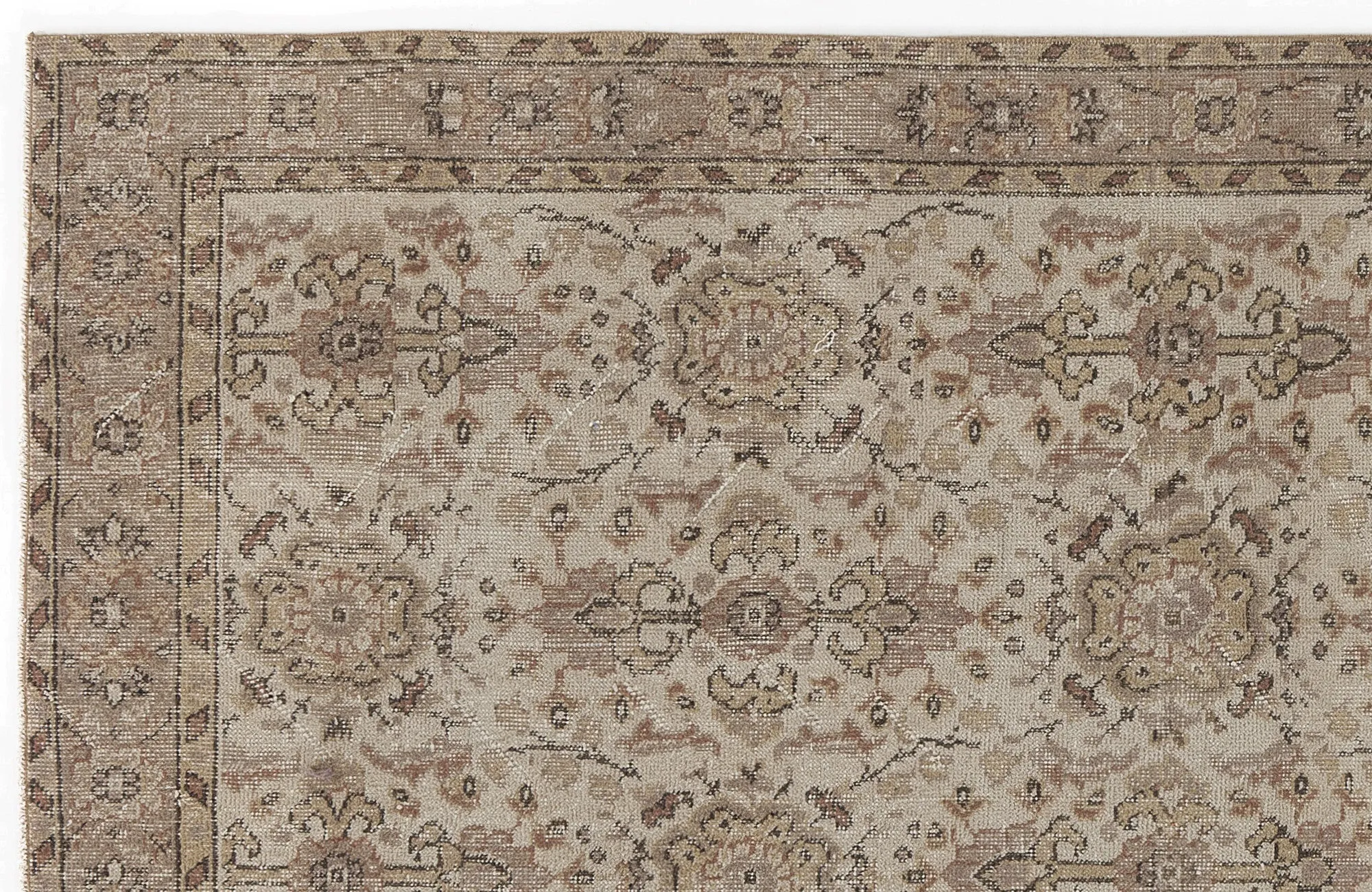 Retro Design Beige Over Dyed Vintage Rug 3'8'' x 6'8'' ft 112 x 204 cm