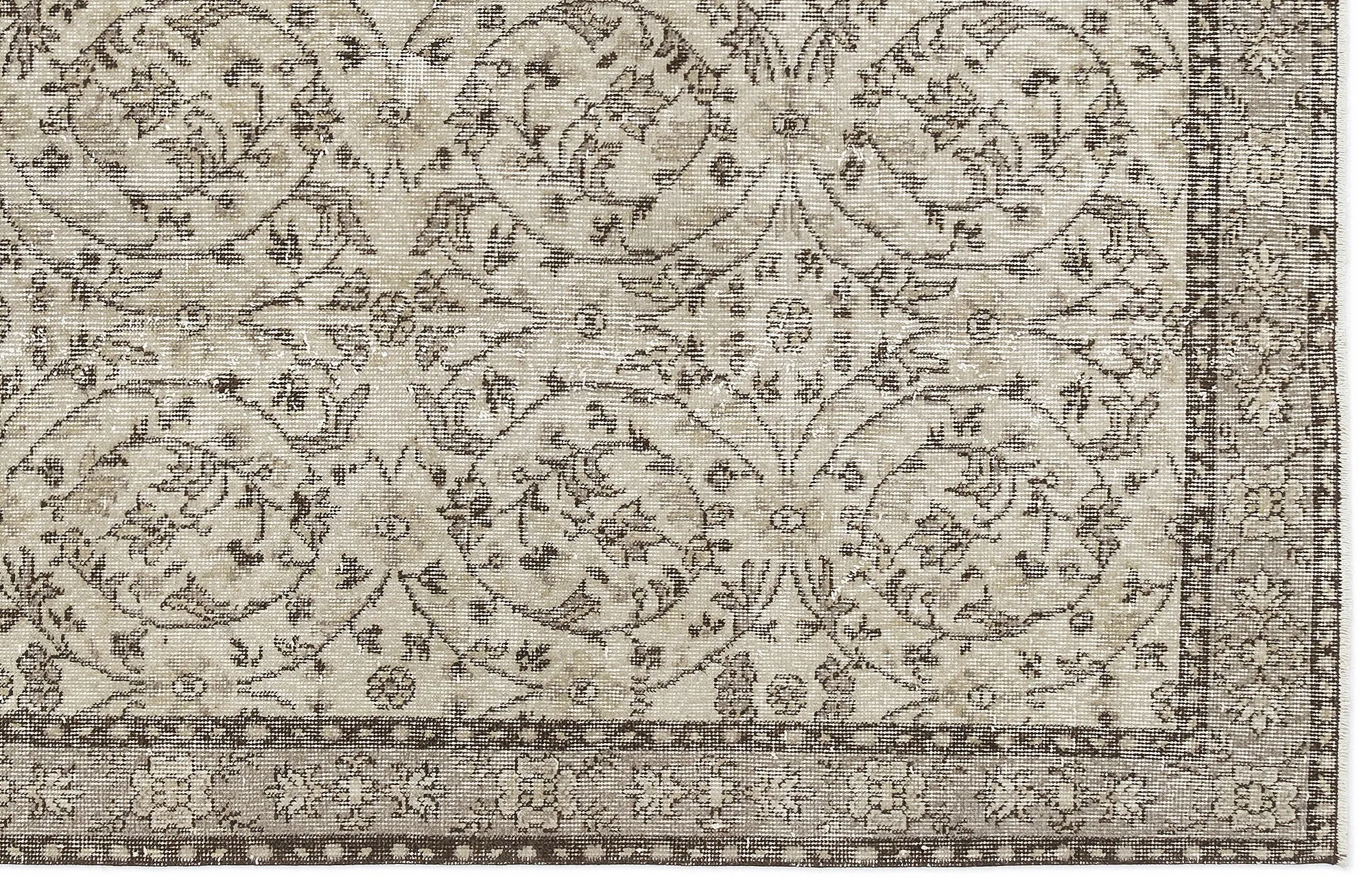 Retro Design Beige Over Dyed Vintage Rug 3'9'' x 6'8'' ft 115 x 204 cm
