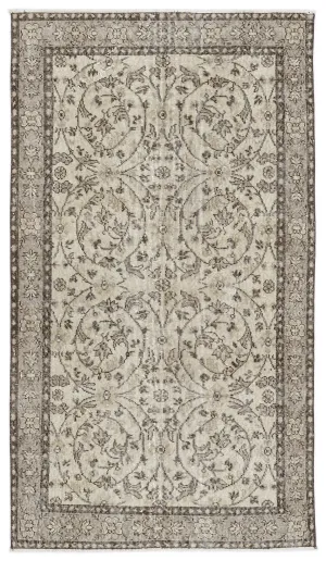 Retro Design Beige Over Dyed Vintage Rug 3'9'' x 6'8'' ft 115 x 204 cm
