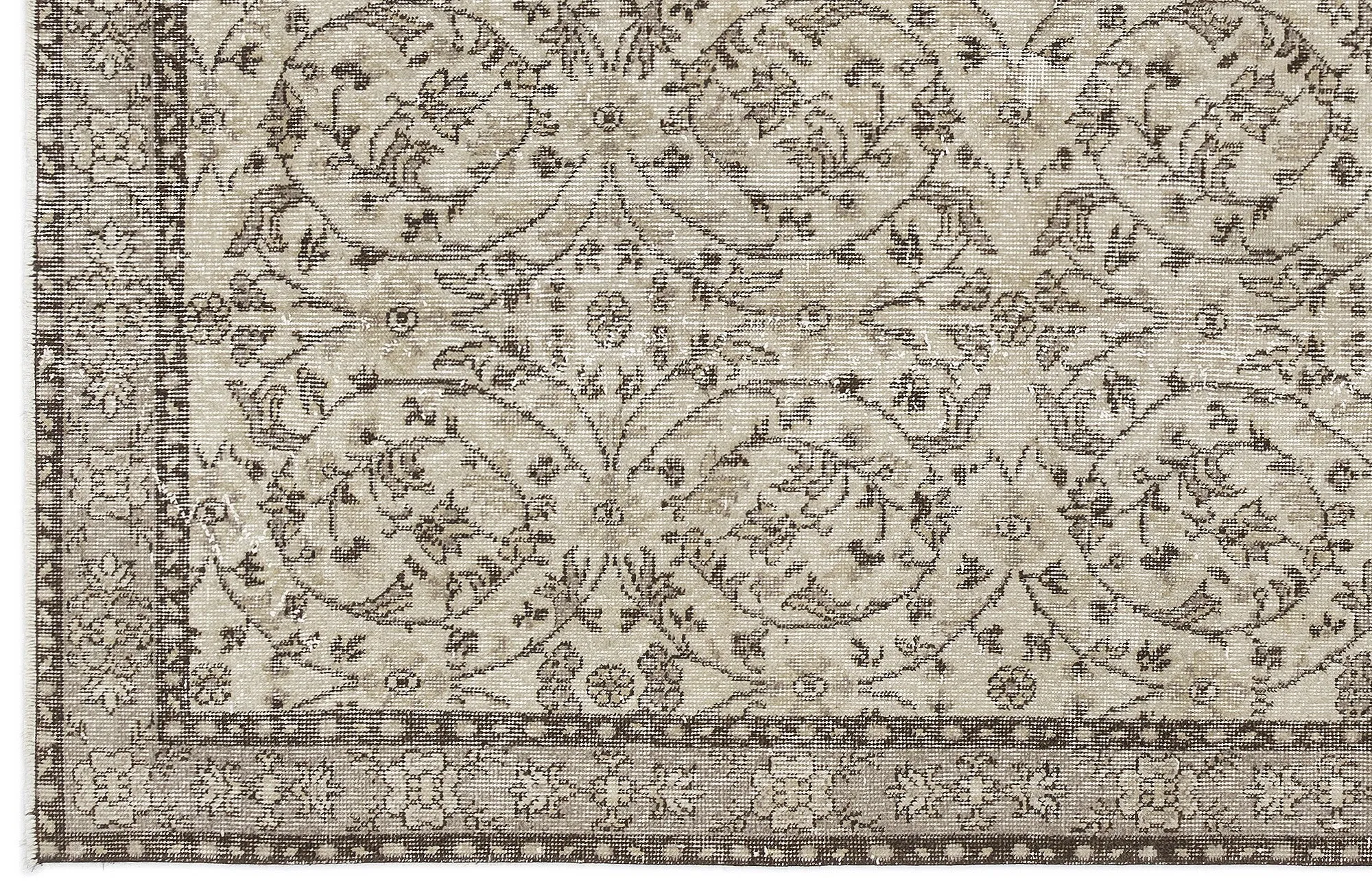 Retro Design Beige Over Dyed Vintage Rug 3'9'' x 6'8'' ft 115 x 204 cm