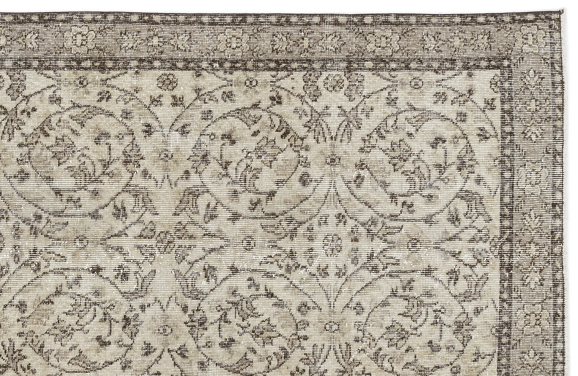 Retro Design Beige Over Dyed Vintage Rug 3'9'' x 6'8'' ft 115 x 204 cm