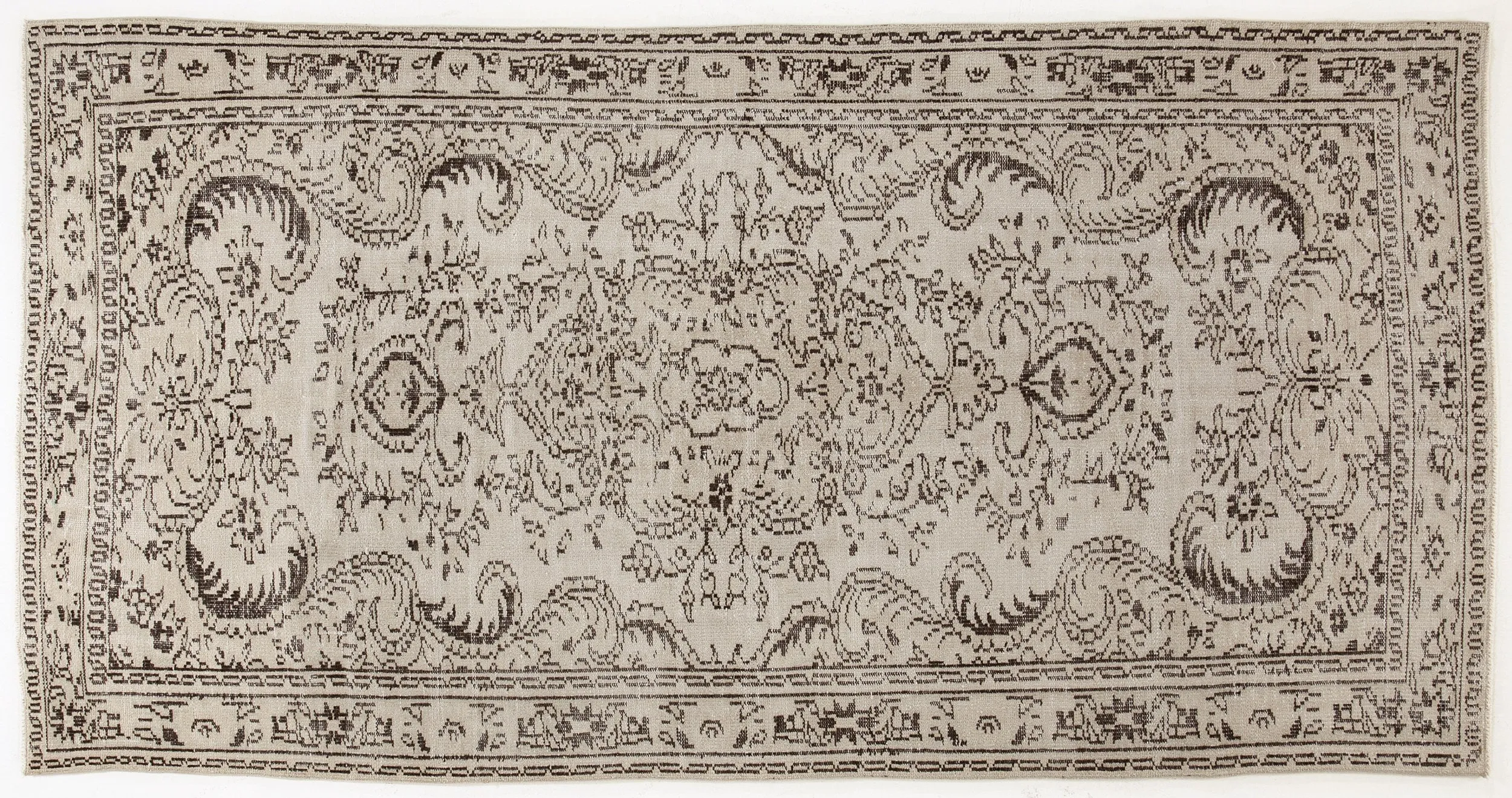 Retro Design Beige Over Dyed Vintage Rug 4'10'' x 8'11'' ft 147 x 273 cm