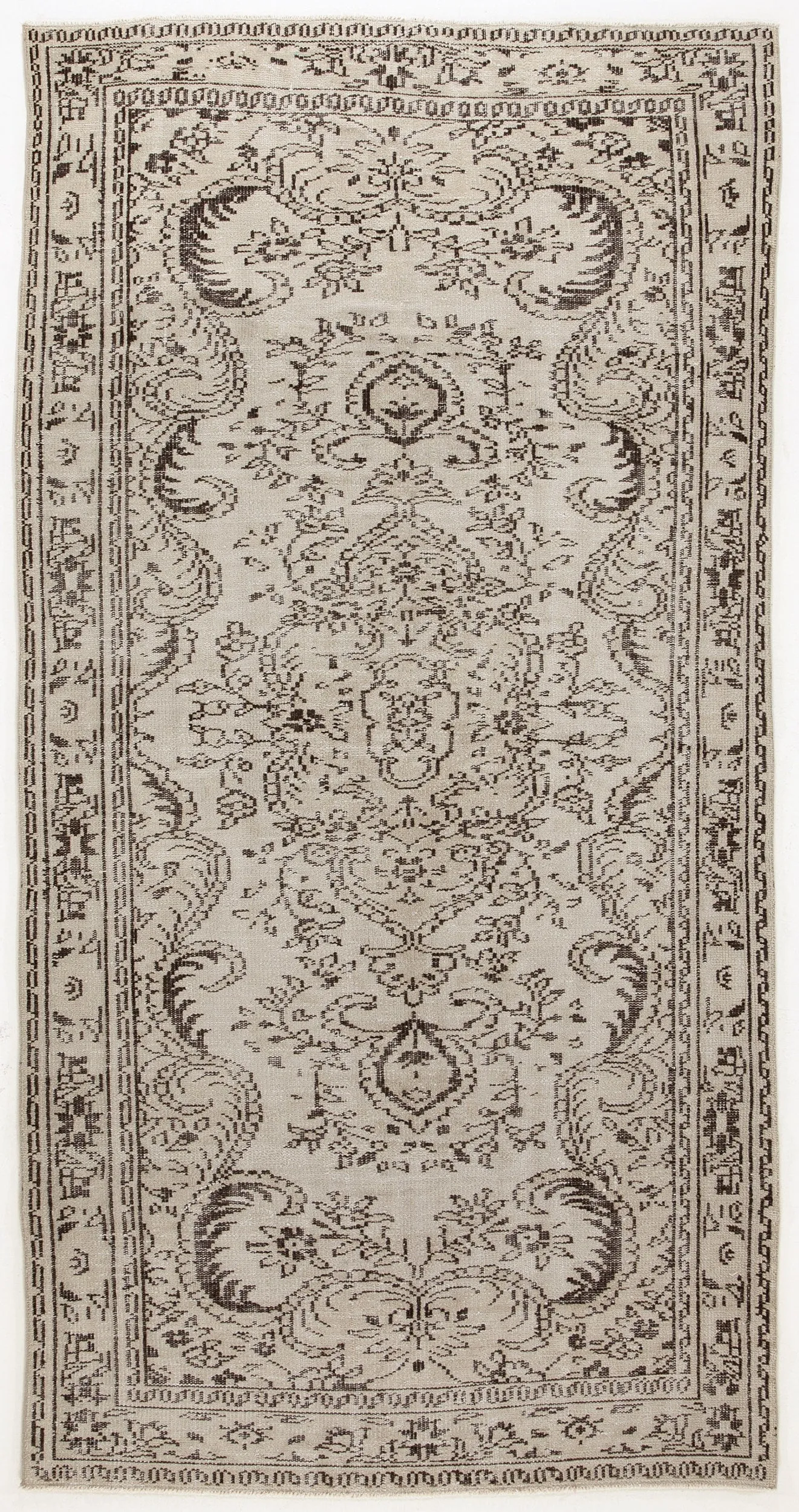 Retro Design Beige Over Dyed Vintage Rug 4'10'' x 8'11'' ft 147 x 273 cm