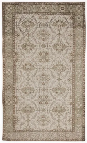 Retro Design Beige Over Dyed Vintage Rug 4'10'' x 8'2'' ft 147 x 248 cm