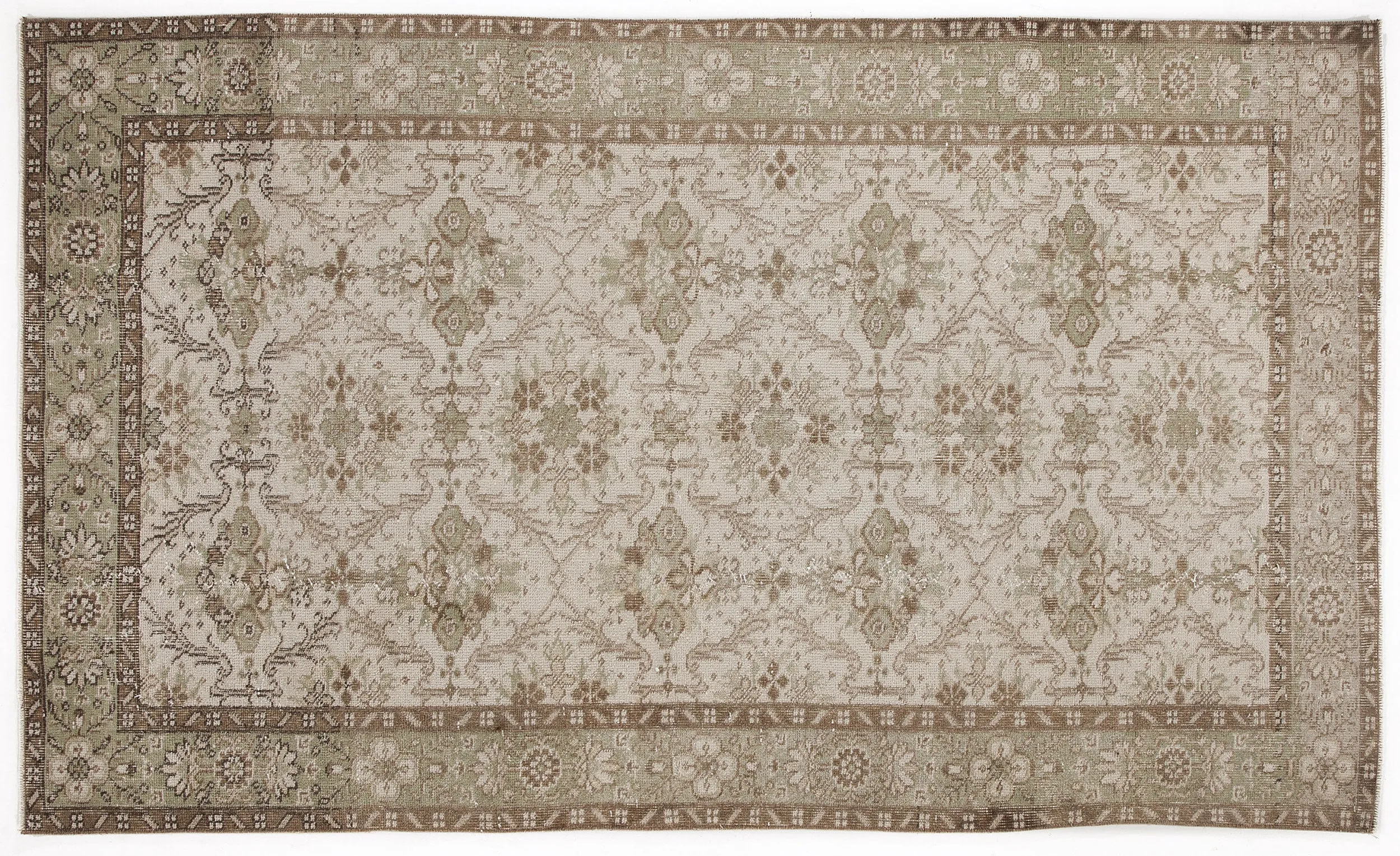 Retro Design Beige Over Dyed Vintage Rug 4'10'' x 8'2'' ft 147 x 248 cm
