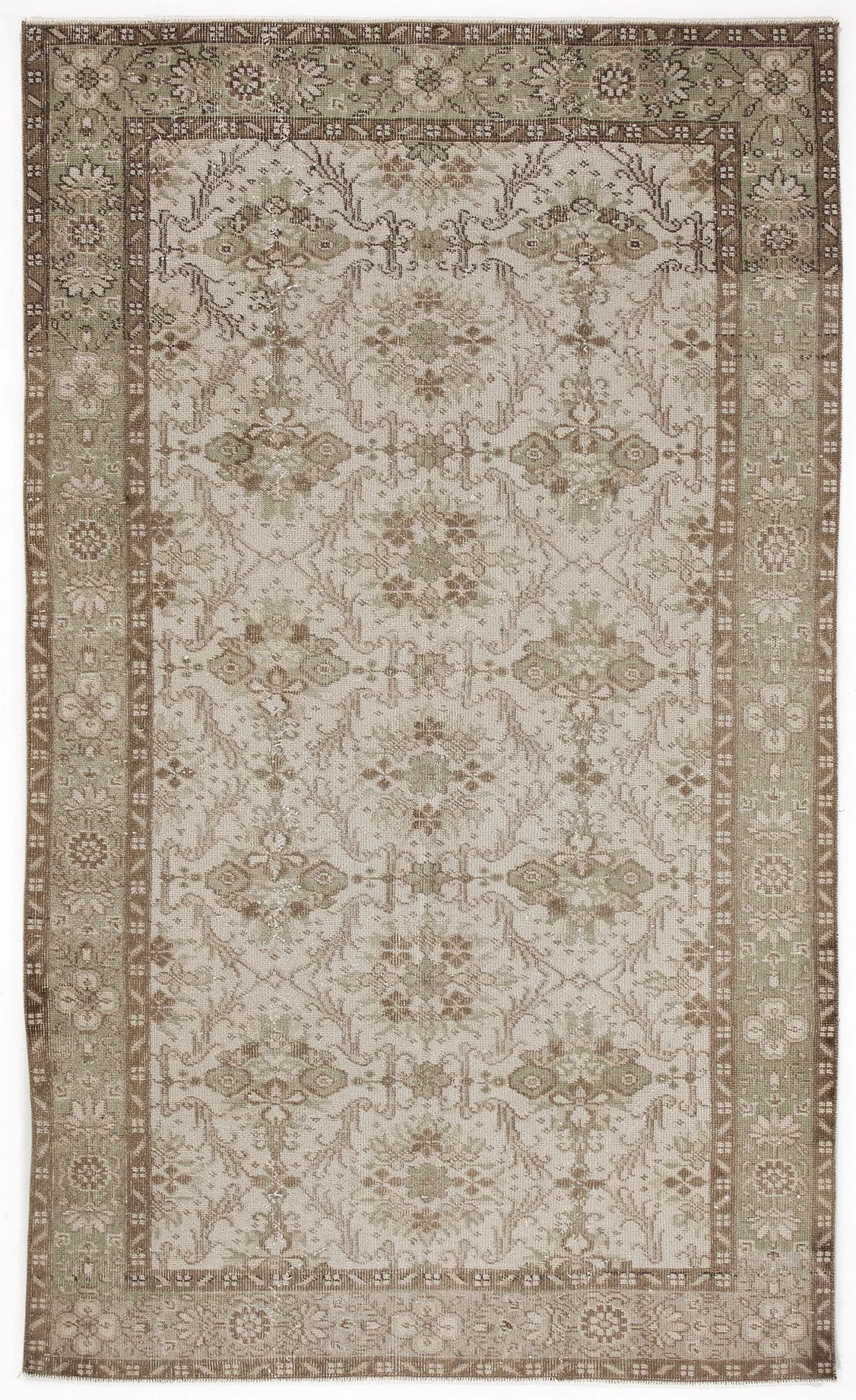 Retro Design Beige Over Dyed Vintage Rug 4'10'' x 8'2'' ft 147 x 248 cm
