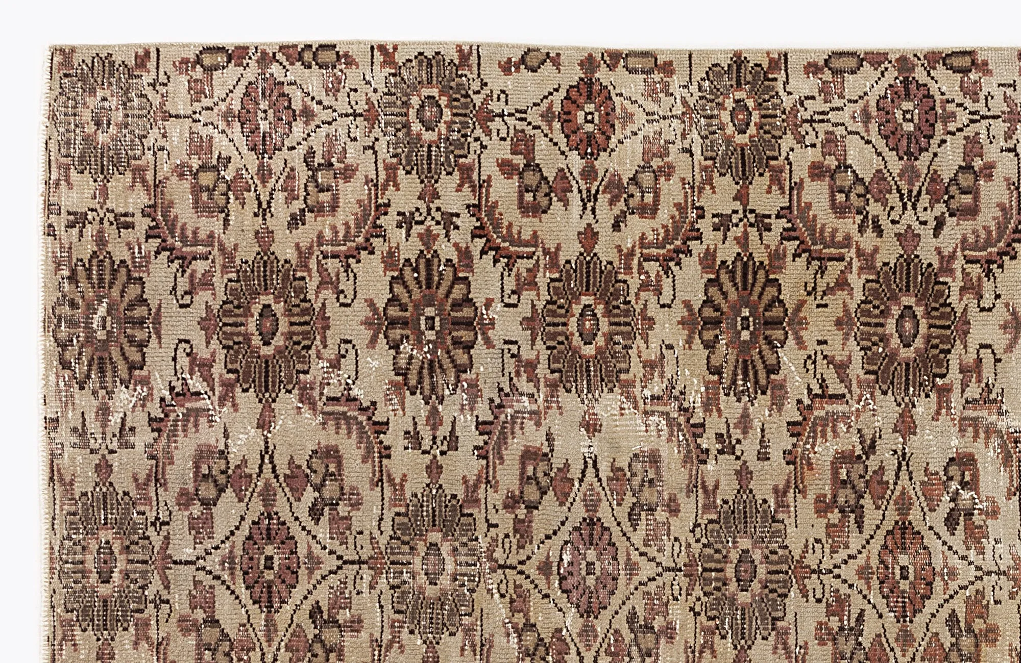 Retro Design Beige Over Dyed Vintage Rug 4'11'' x 8'1'' ft 151 x 247 cm