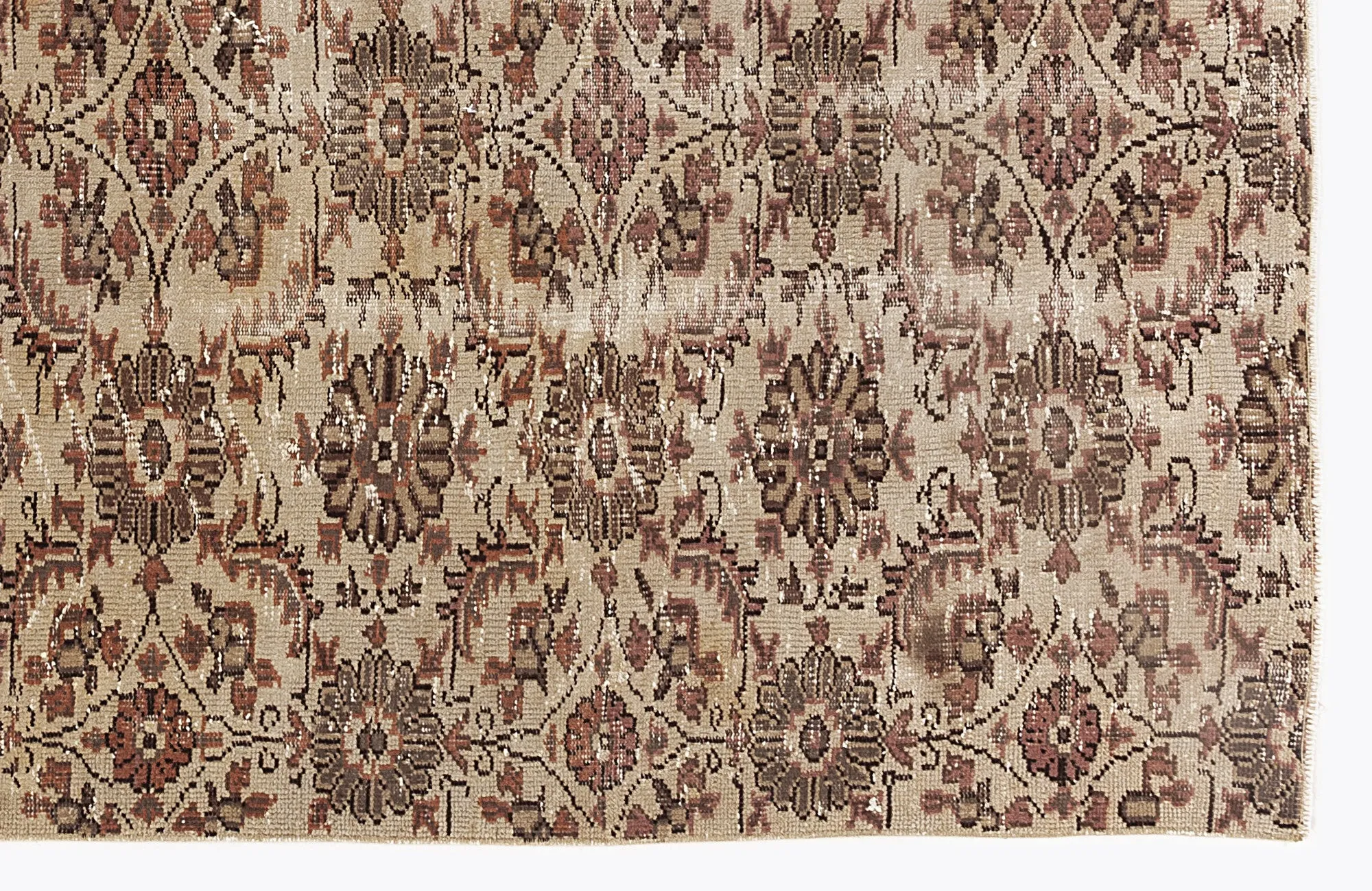 Retro Design Beige Over Dyed Vintage Rug 4'11'' x 8'1'' ft 151 x 247 cm