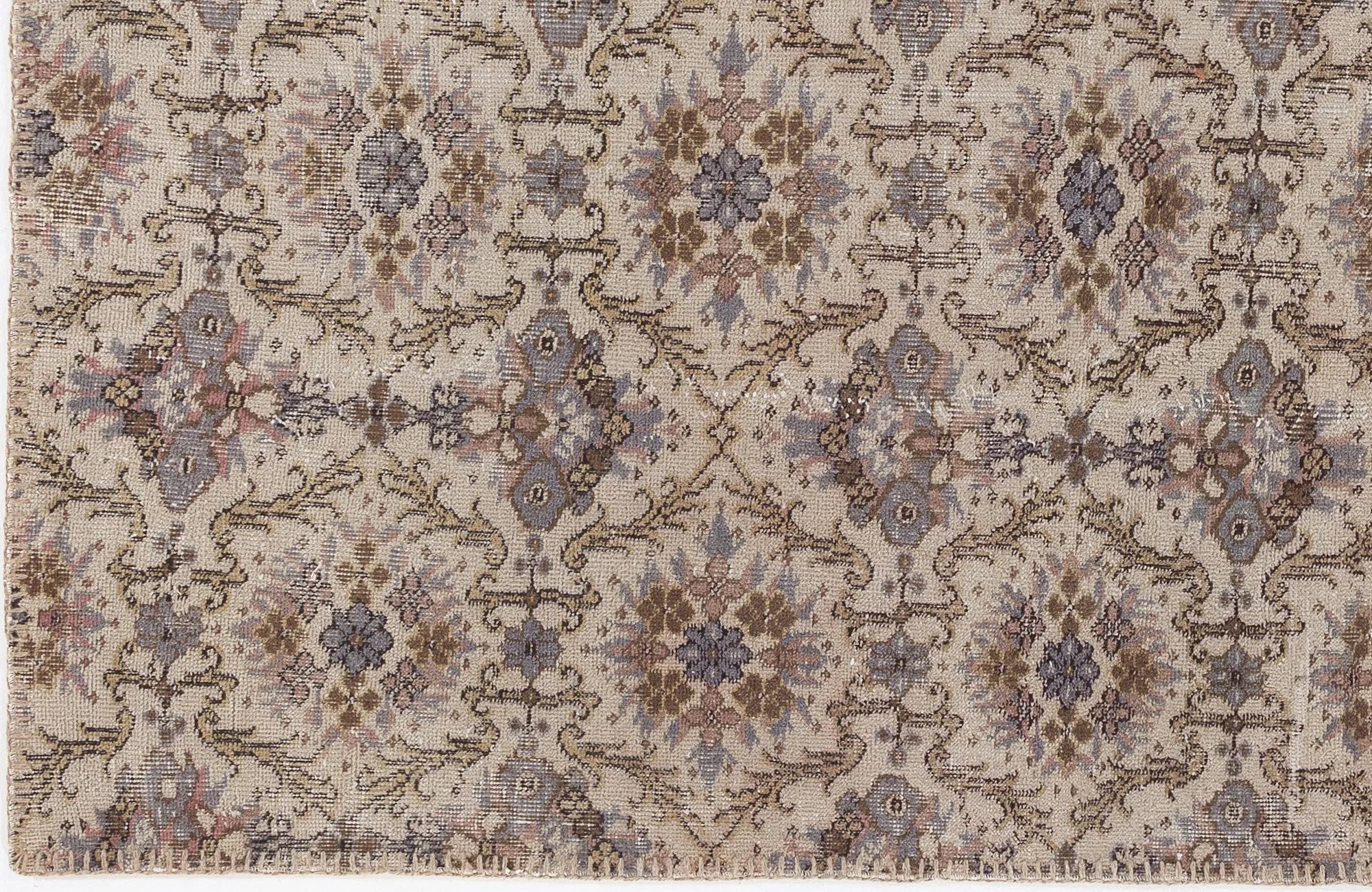 Retro Design Beige Over Dyed Vintage Rug 4'8'' x 8'2'' ft 142 x 250 cm