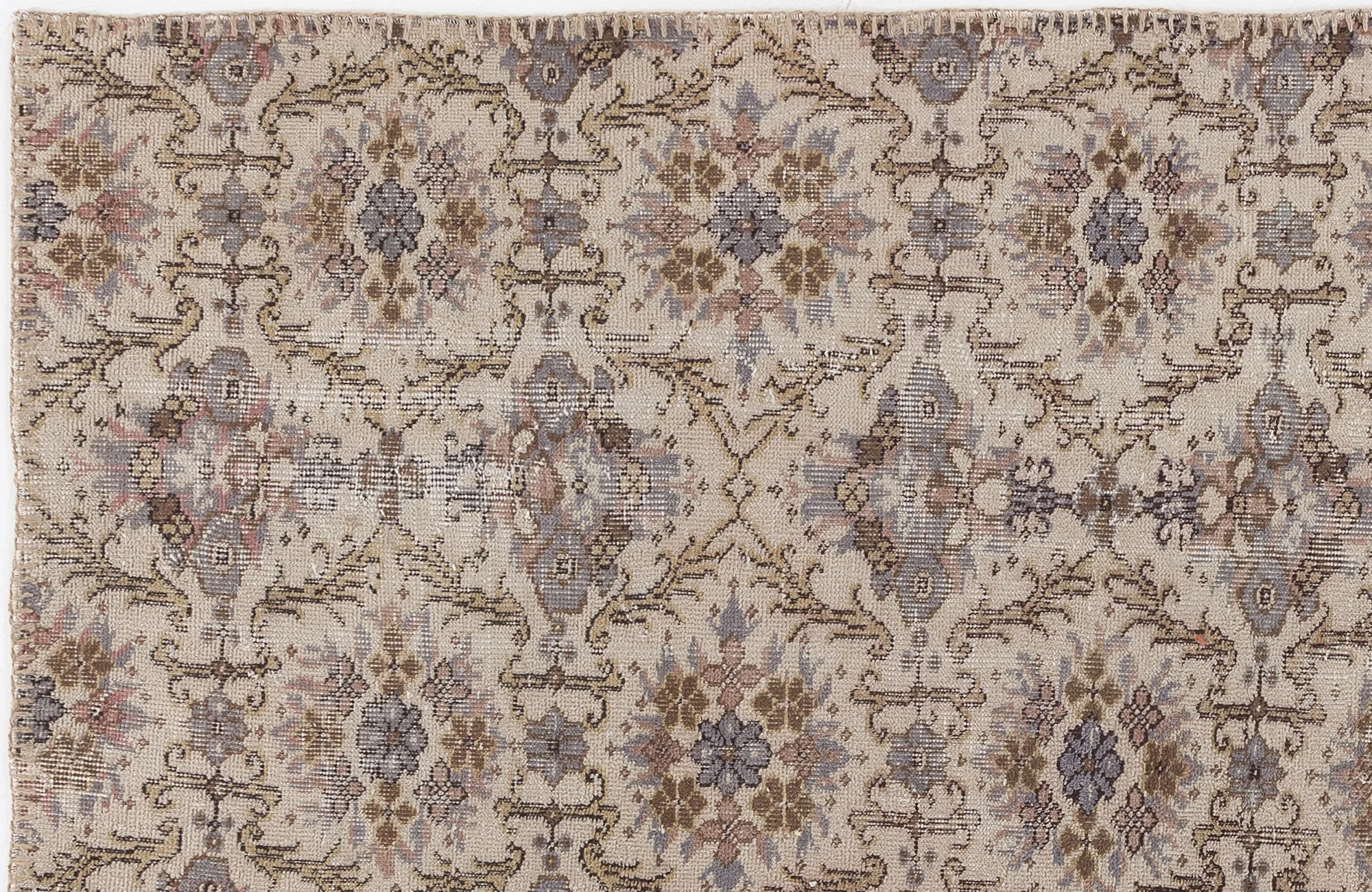 Retro Design Beige Over Dyed Vintage Rug 4'8'' x 8'2'' ft 142 x 250 cm
