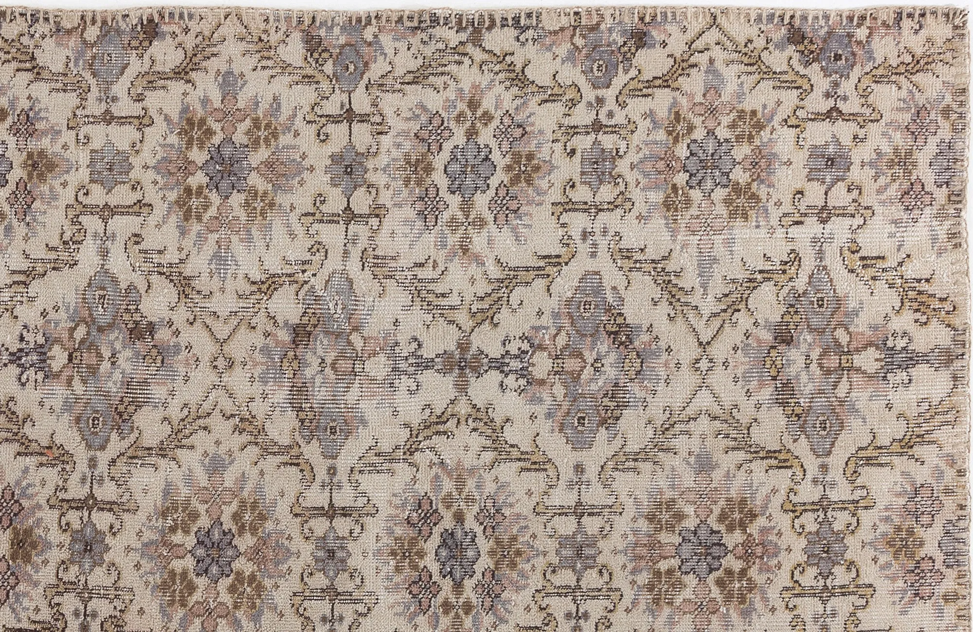 Retro Design Beige Over Dyed Vintage Rug 4'8'' x 8'2'' ft 142 x 250 cm