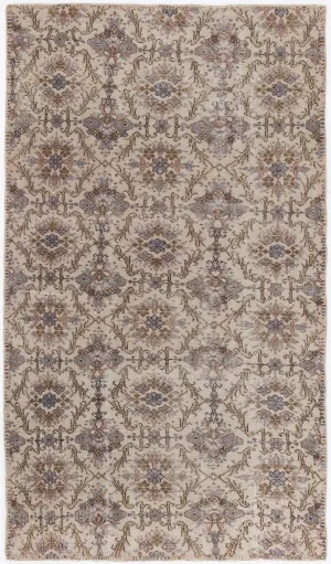 Retro Design Beige Over Dyed Vintage Rug 4'8'' x 8'2'' ft 142 x 250 cm