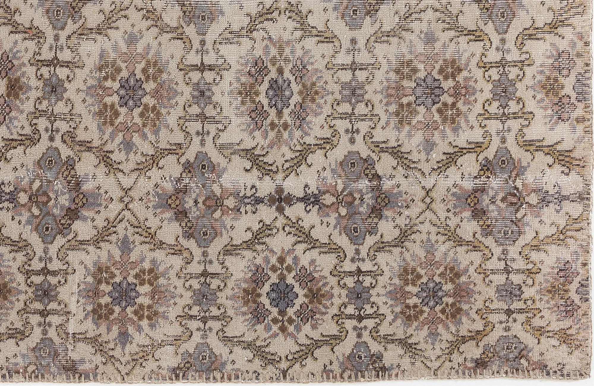 Retro Design Beige Over Dyed Vintage Rug 4'8'' x 8'2'' ft 142 x 250 cm