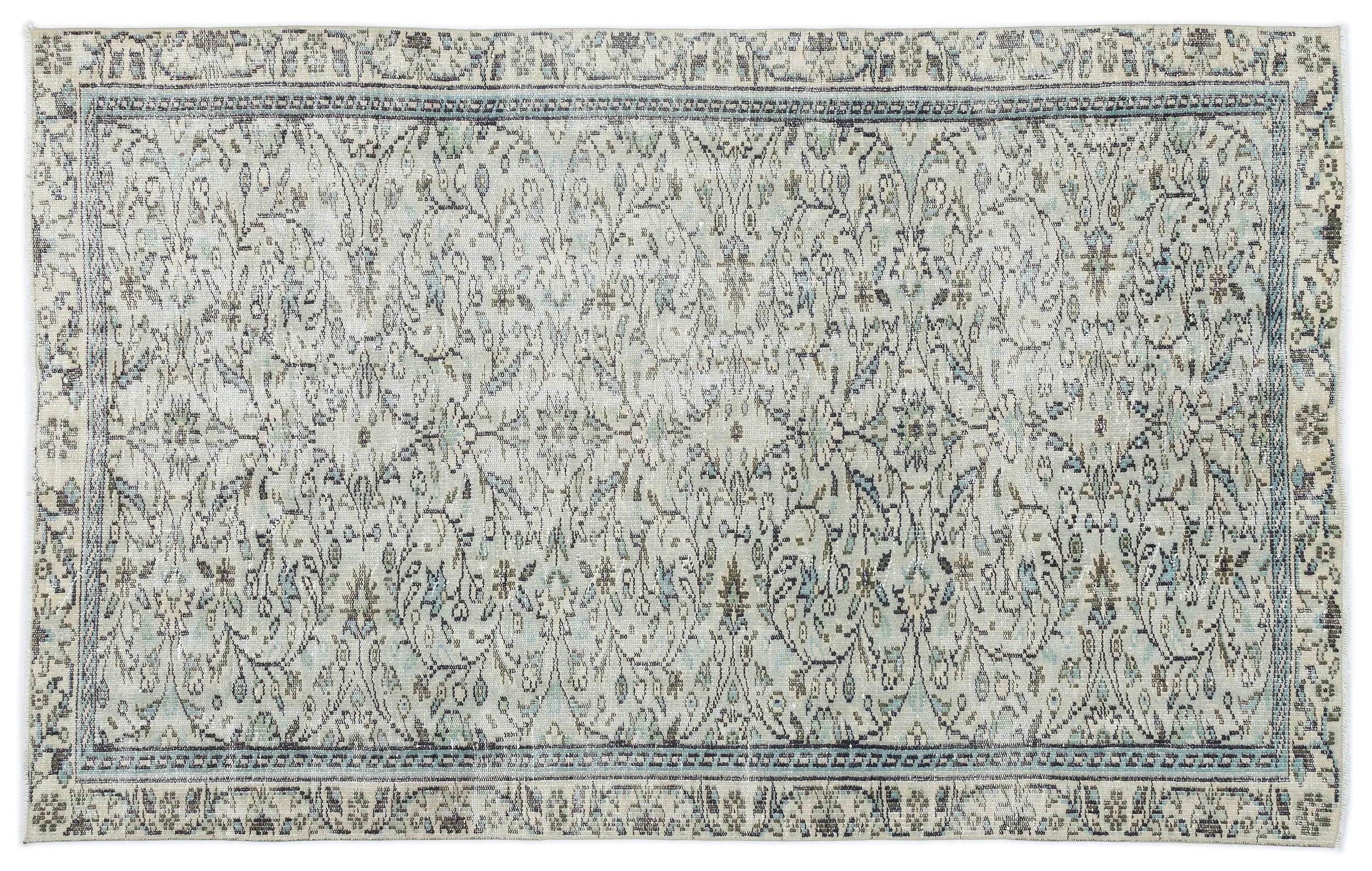 Retro Design Beige Over Dyed Vintage Rug 4'9'' x 7'8'' ft 144 x 233 cm