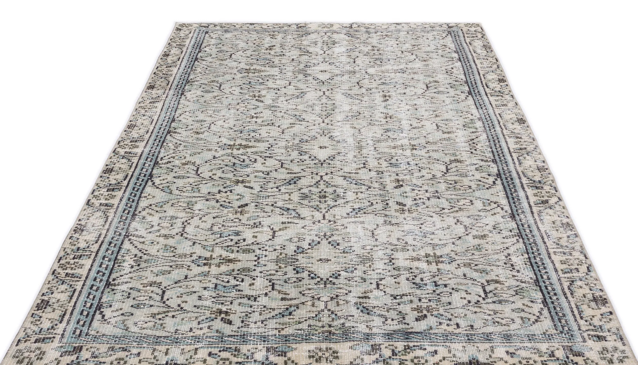 Retro Design Beige Over Dyed Vintage Rug 4'9'' x 7'8'' ft 144 x 233 cm