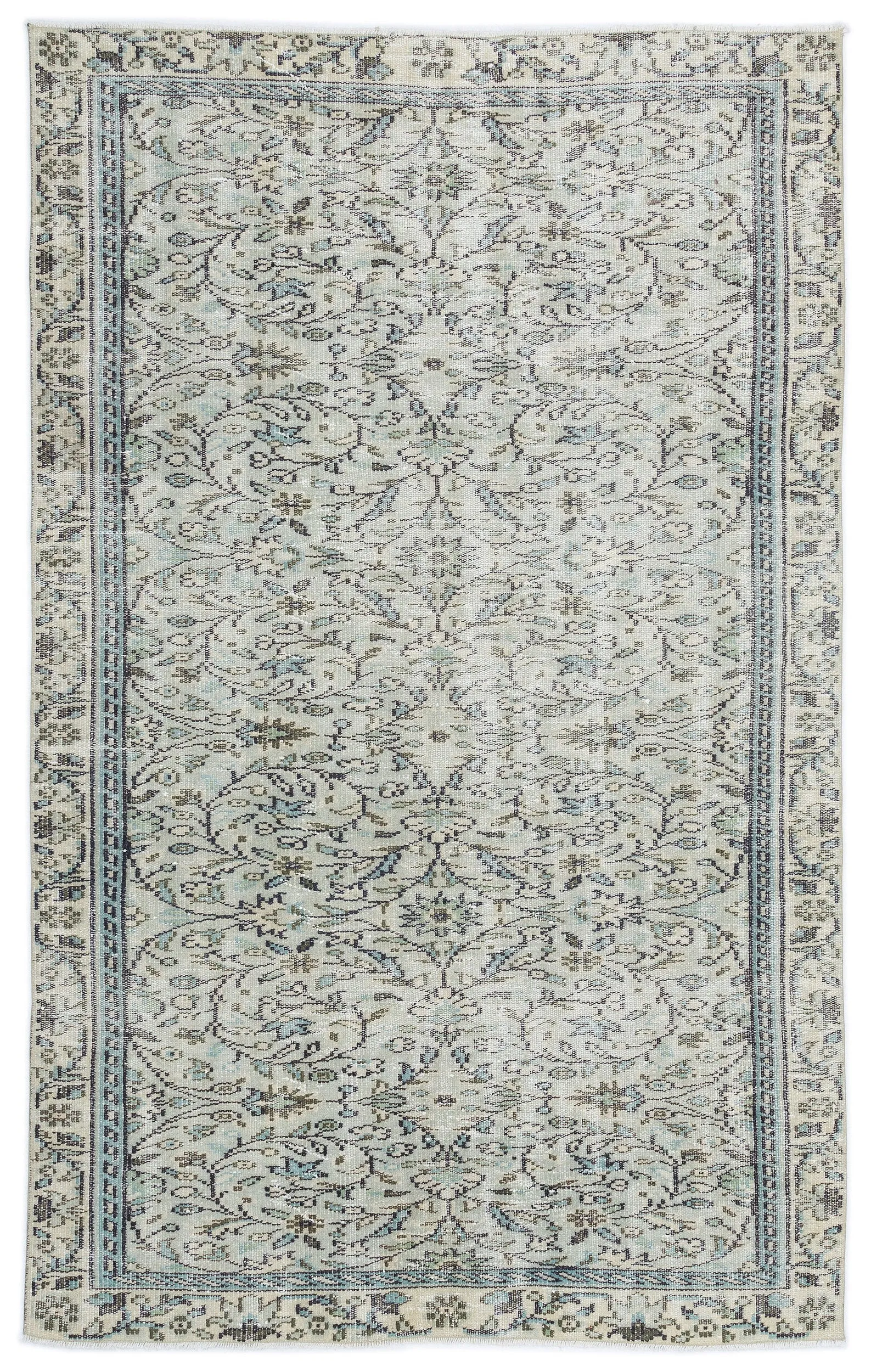 Retro Design Beige Over Dyed Vintage Rug 4'9'' x 7'8'' ft 144 x 233 cm