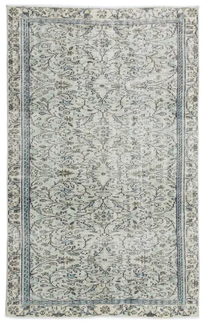 Retro Design Beige Over Dyed Vintage Rug 4'9'' x 7'8'' ft 144 x 233 cm