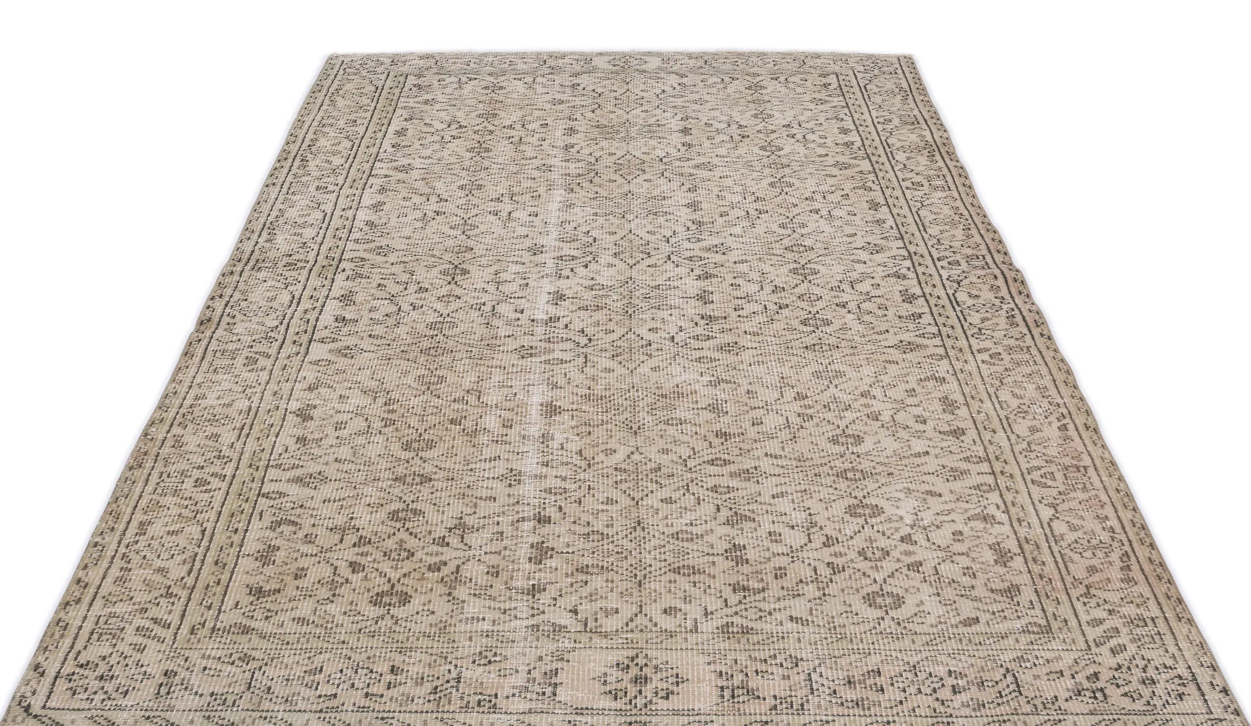 Retro Design Beige Over Dyed Vintage Rug 5'1'' x 8'6'' ft 155 x 258 cm